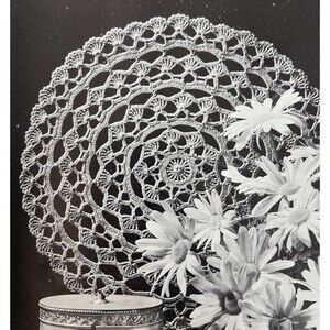Vintage 1950's Crochet Knit Doily Pattern SPARKLING SHELLS Tatted 15"